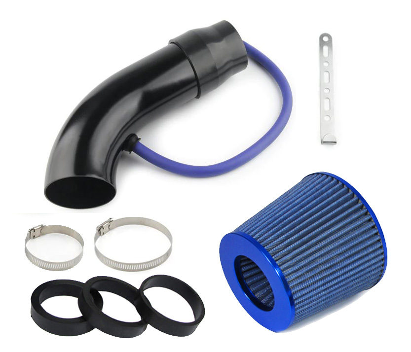 Luchtfilter Universeel inclusief Air intake buis Aluminium zwart-blauw
