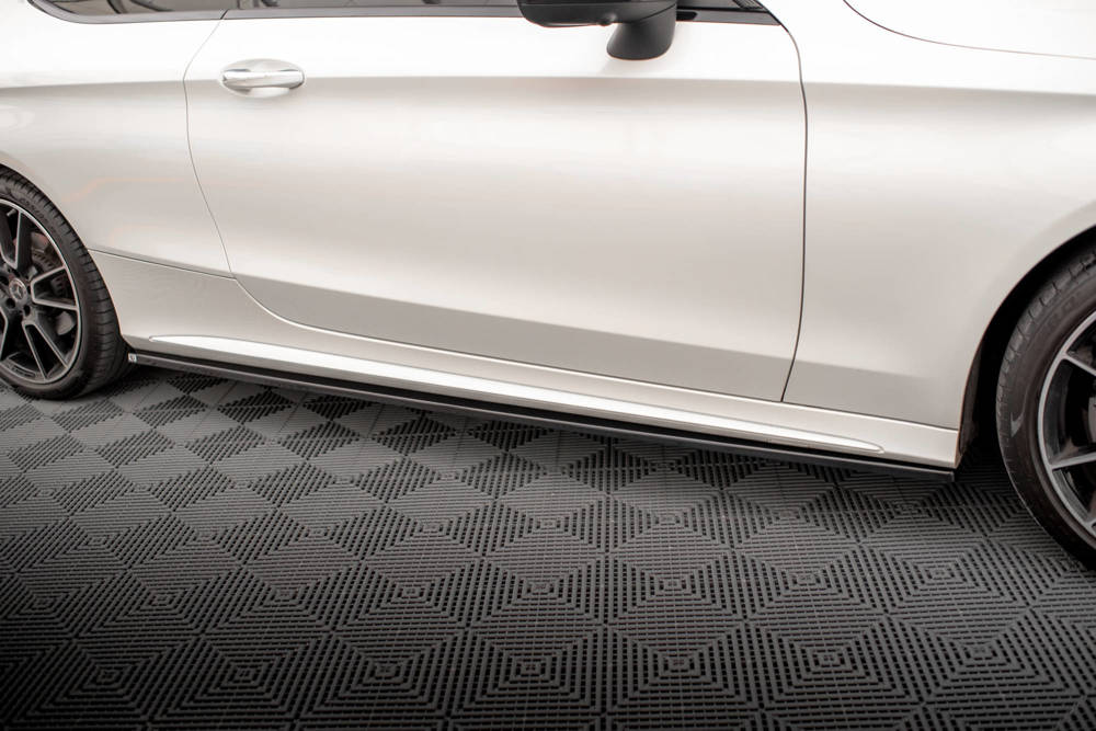 Zijskirts Mercedes C Klasse Coupe AMG Line C205 Facelift 2018 - 2021 Maxton Glans Zwart