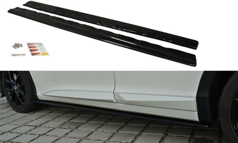 Zijskirts Diffusers Honda Civic Mk9 Facelift Glanzend Zwart