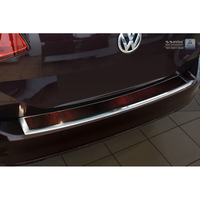 RVS Achterbumperprotector 'Deluxe'  Volkswagen Passat 3G Variant 2014-2023 Chroom/Rood-Zwart Carbon