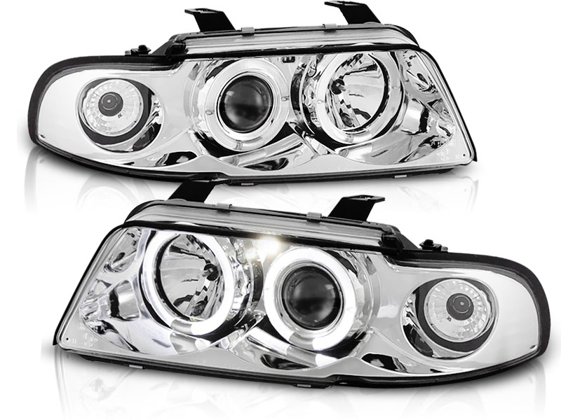 Faros Audi A4 95-99 Angel Eyes cromo