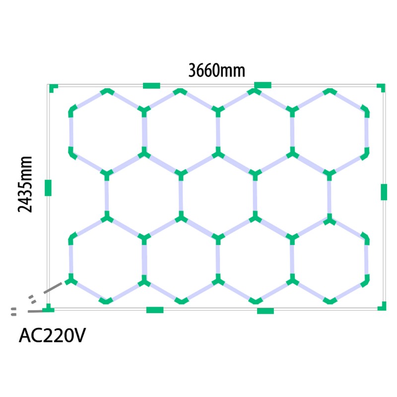Hexagon verlichting LED paneel 2.43 x 3.66 m 6500K
