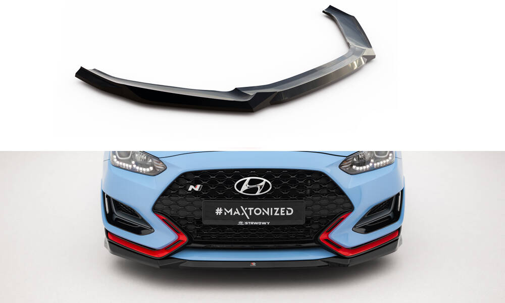 Street Pro Voorspoiler V.1 Hyundai Veloster N MK2 Maxton Glanzend zwart