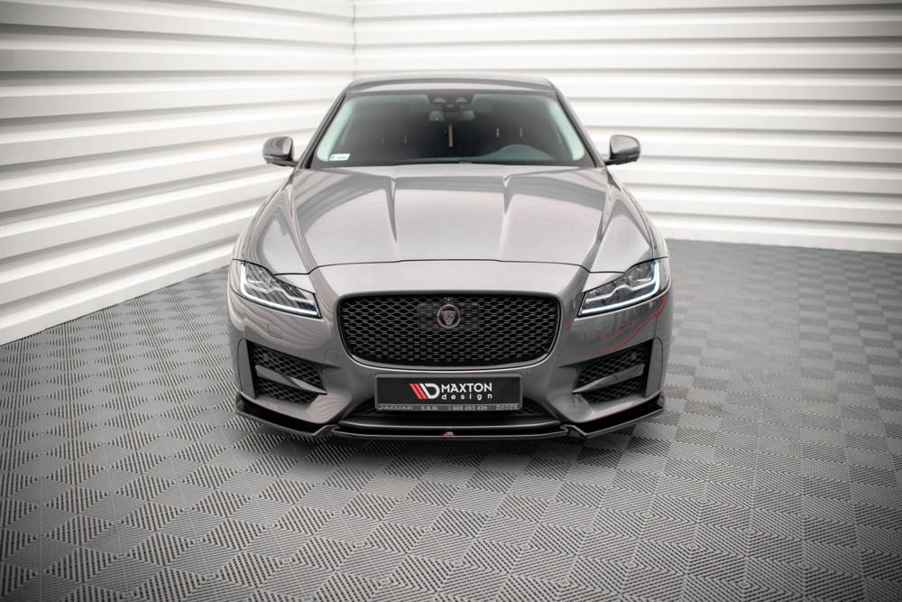 Voorspoiler V.2 Jaguar XF R-Sport Mk2 Maxton Glans Zwart