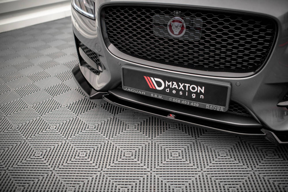 Voorspoiler V.2 Jaguar XF R-Sport Mk2 Maxton Glans Zwart