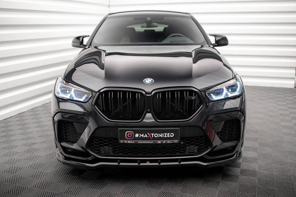 Voorspoiler V.1 BMW X6 M F96 Maxton Glans Zwart