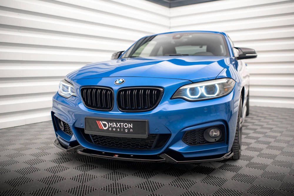 Voorspoiler V.2 BMW 2 Serie M Pakket F22 Maxton Glans Zwart