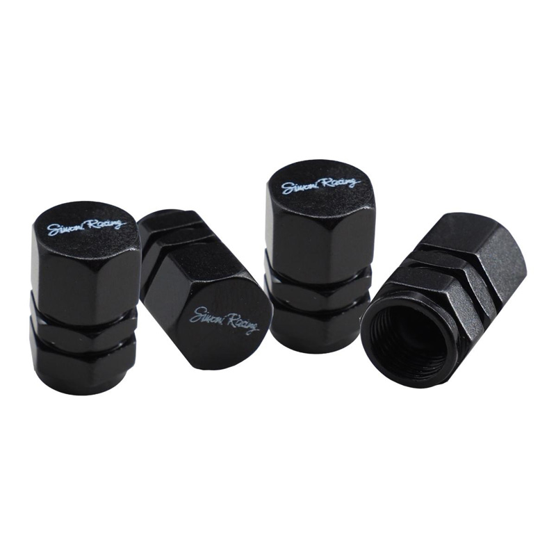Simoni Racing Ventielkapjes Hexagonal - Aluminium Zwart - 4 stuks