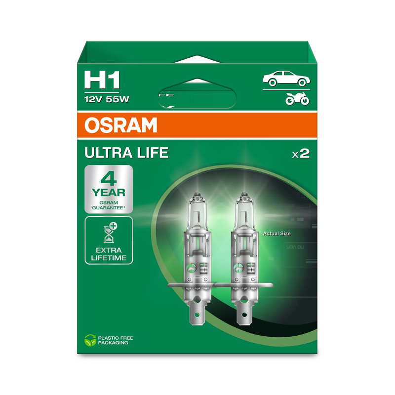 Osram Ultra Life Halogeen lampen - H1 - 12V/55W - set à 2 stuks