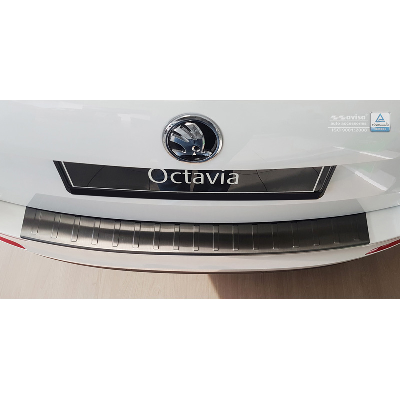 Zwart RVS Achterbumperprotector  Skoda Octavia III Kombi 2013-2016 'Ribs'