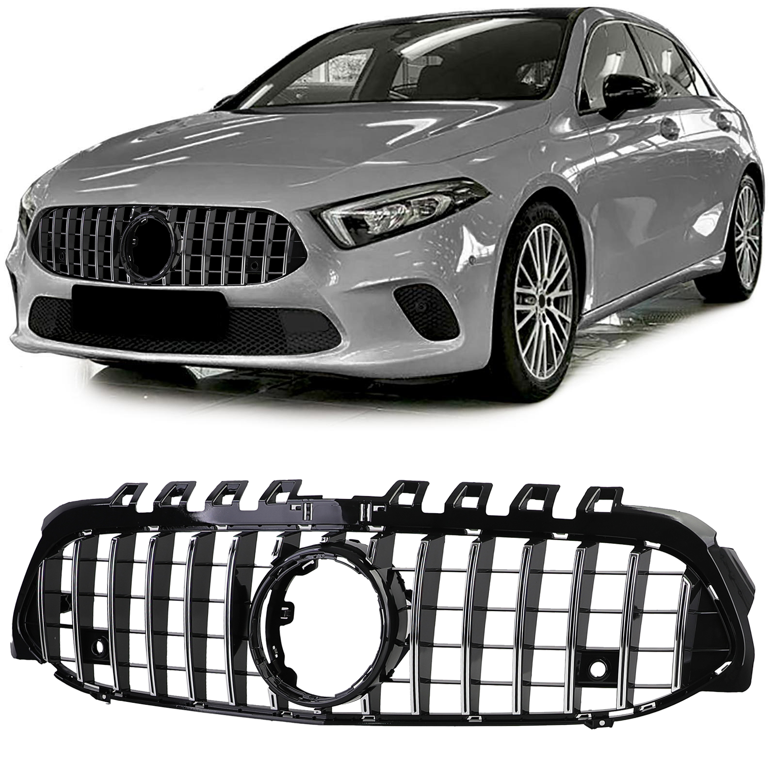 Grill Mercedes A klasse W177 / V177 GT-Look Chroom/Zwart