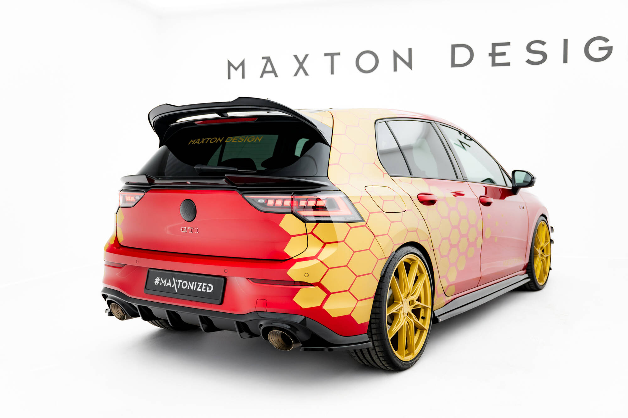 Achterzij Spoilers V.2 Volkswagen Golf 8 GTI Clubsport Maxton Glanzend Zwart