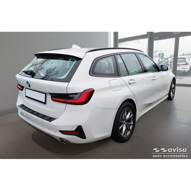 Zwart RVS Achterbumperprotector  BMW 3 Serie (G21) Touring 2019-2022 'STRONG EDITION'