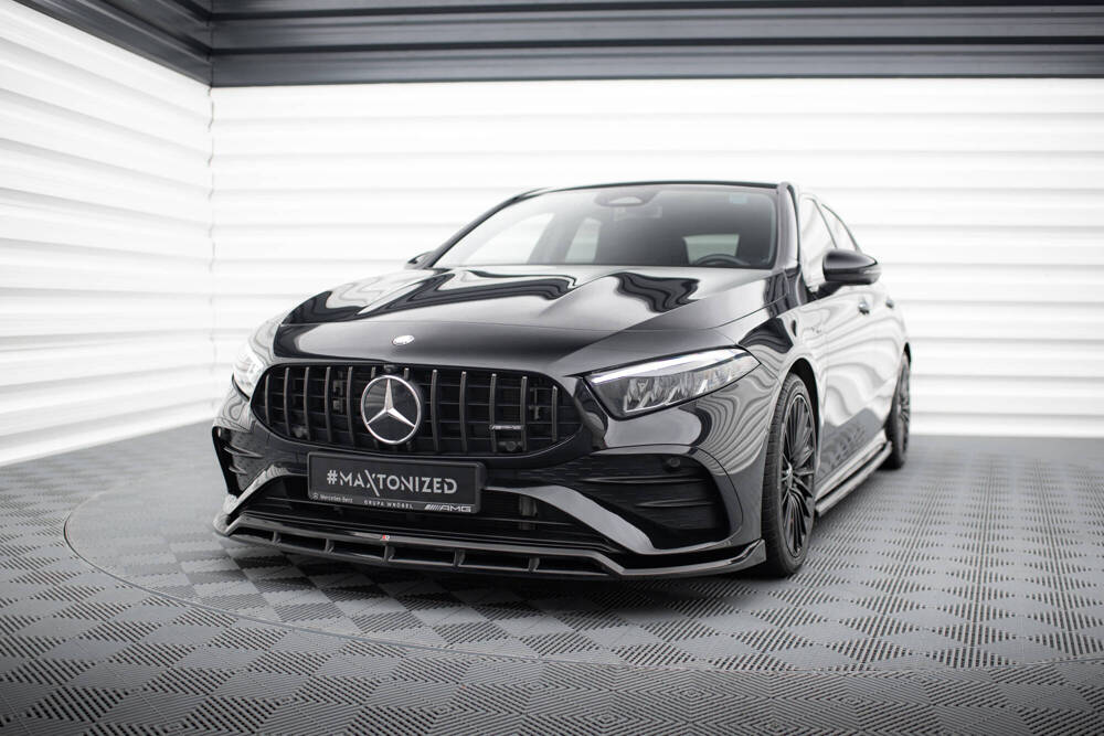 Voorspoiler Mercedes A Klasse AMG Pakket / A35 AMG Maxton Glans Zwart