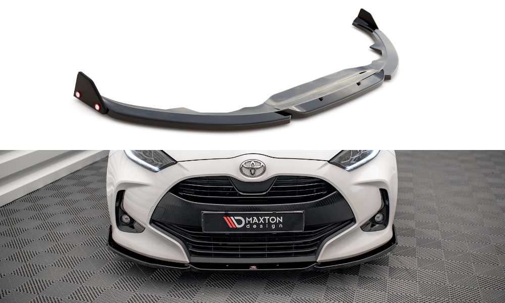 Voorspoiler V.1 met Canards Toyota Yaris MK4 Maxton Glans Zwart