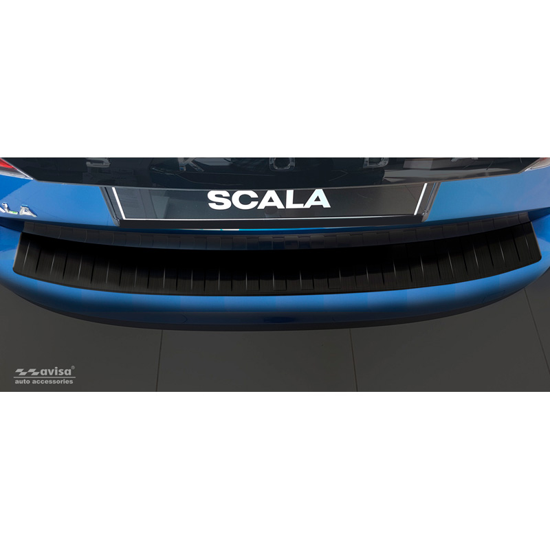 Zwart RVS Achterbumperprotector  Skoda Scala 2019-2024 & Facelift 2024- 'Ribs'