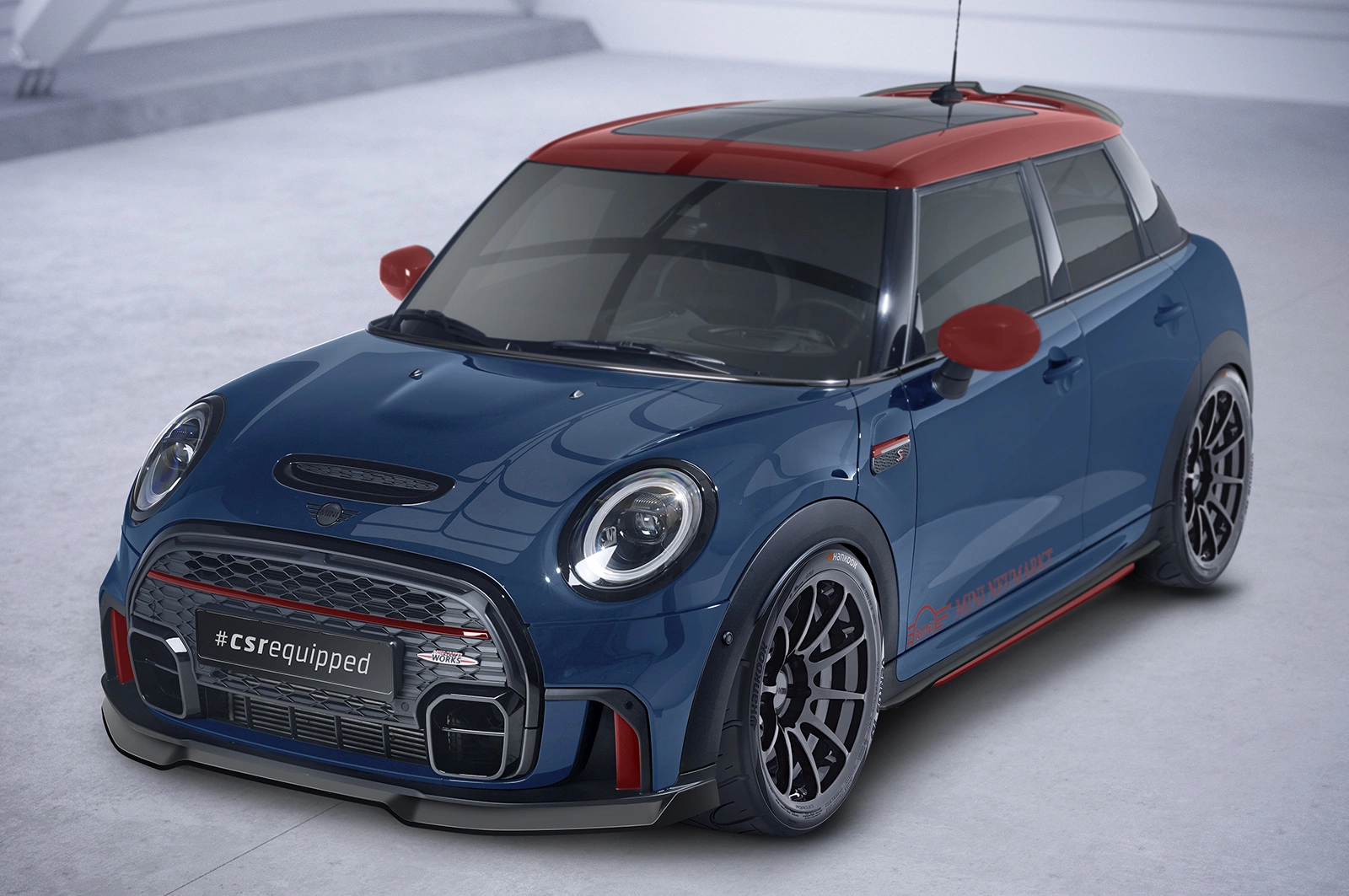 Voorspoiler Mini F55, F56, F57 JCW-Trim Glans Zwart (2e Facelift, 2021–) CSR