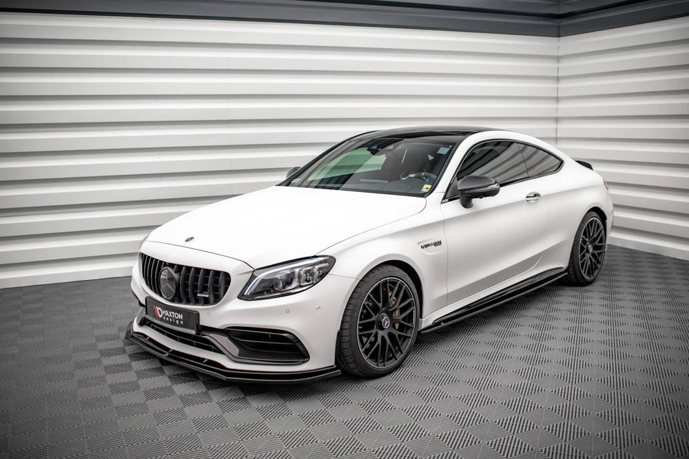 Zijskirts V.1 Mercedes AMG C63 Coupe W205 FL Maxton Glans Zwart