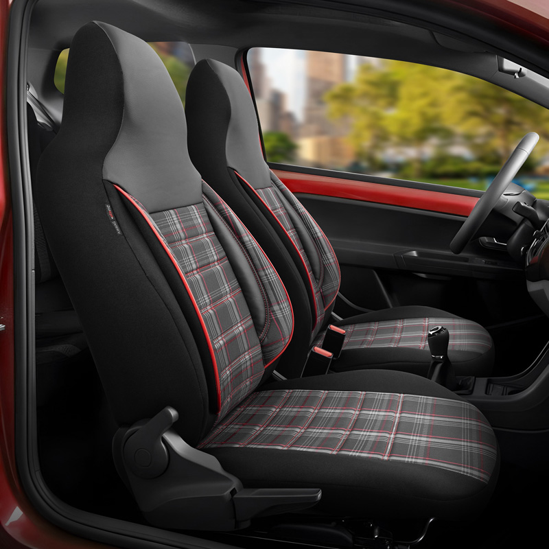 Universele Stoffen 'CityBug' Stoelhoezenset 'Sports' Zwart/Grijs/Rood - 9-delig - geschikt voor Side-Airbags