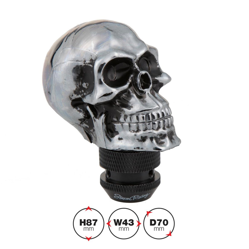 Simoni Racing Pookknop Skull - Chroom + Zwarte Ogen