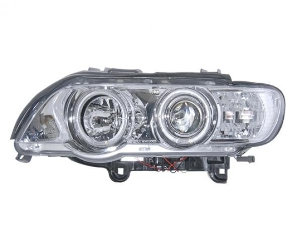 Faros BMW X5 E53 Angel Eyes cromo