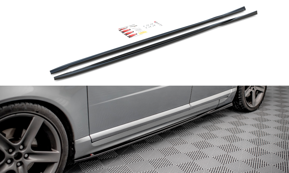 Zijskirts Volvo V70 MK3 Maxton Glans Zwart