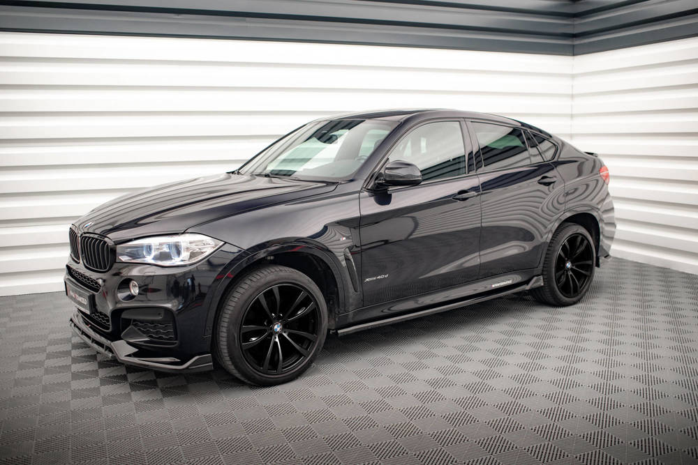 Zijskirts V.2 BMW X6 M pakket F16 Maxton Glans Zwart