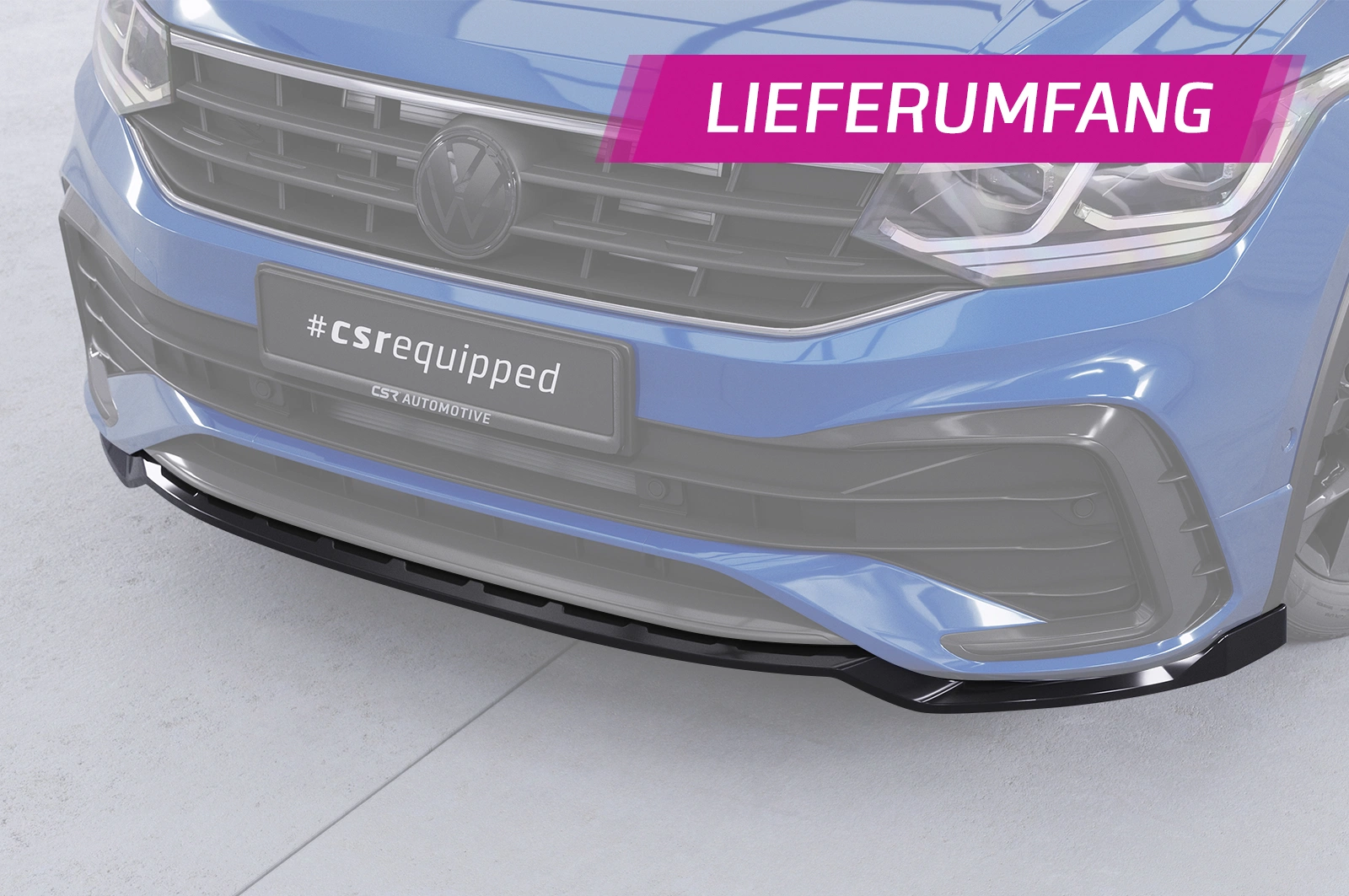 Voorspoiler VW Tiguan II (Typ AD1) R-Line 09/2020–heden (Facelift) – CSR Automotive – Glans Zwart