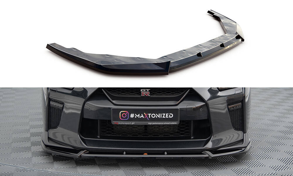Voorspoiler V.2 Nissan GTR R35 17-22 Maxton Glans Zwart
