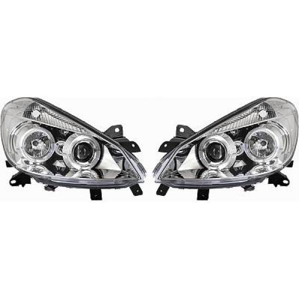 Faros Renault Clio 3 05-.. Angel Eyes cromo