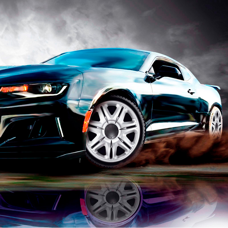 4-Delige J-Tec Wieldoppenset Nascar 15-inch zilver