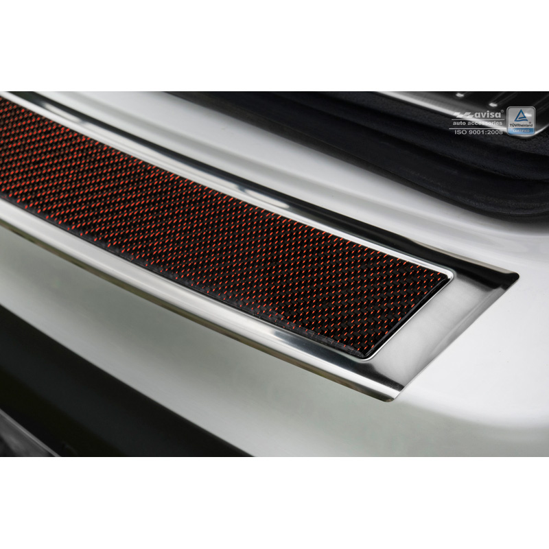 RVS Achterbumperprotector 'Deluxe'  Mercedes GLC 2015-2019 & FL 2019- Chroom/Rood-Zwart Carbon