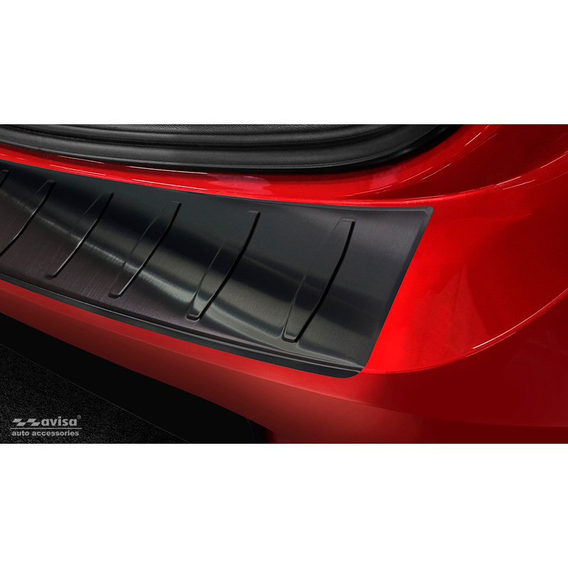 Zwart RVS Achterbumperprotector  Opel Corsa F HB 5-deurs GS-Line 2019- 'Ribs'