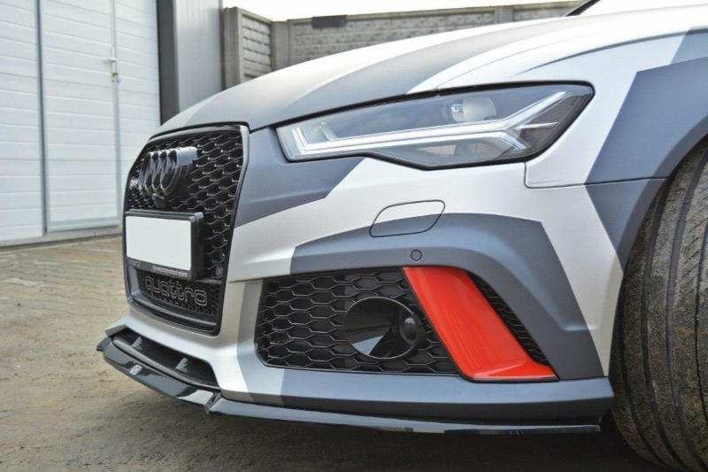 Voorspoiler V.2 Audi RS6 C7 Maxton Glans Zwart