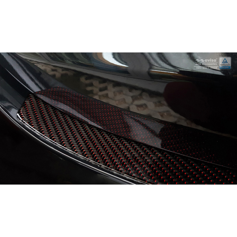 Carbon Achterbumperprotector  Mercedes E-Klasse W213 Sedan 2016-2020 & FL 2020-2023 Rood-Zwart Carbon