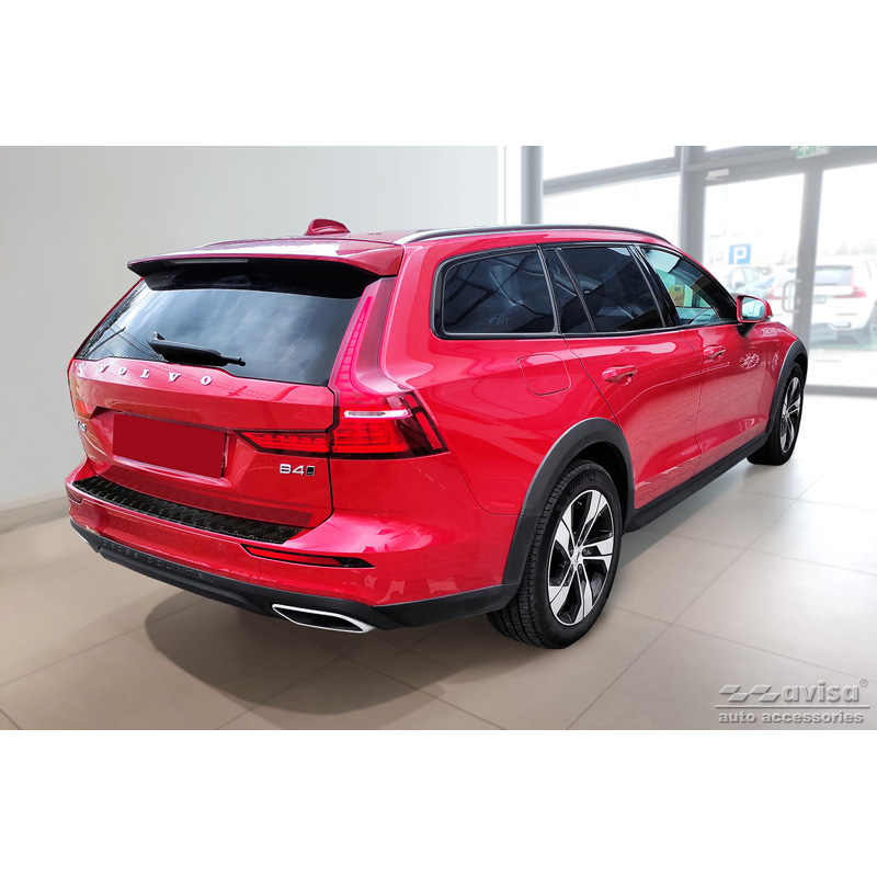 Matzwart Aluminium Achterbumperprotector  Volvo V60 II 2018- incl. Cross Country & R-Design 'Riffled Plate'
