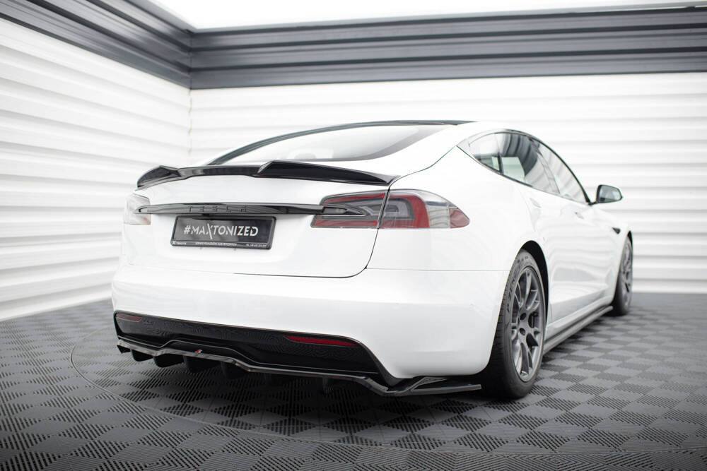Achterbumper diffusor Tesla Model S Plaid Gloss-Black V2