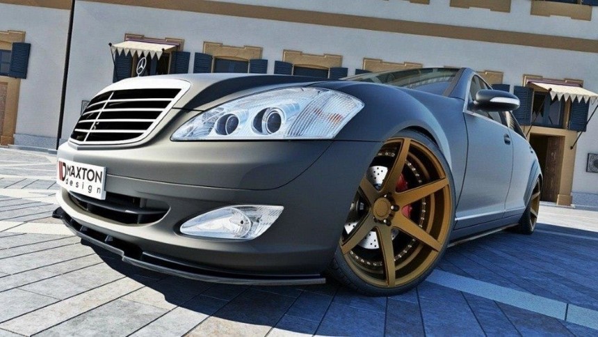 Voorspoiler Mercedes S-Klasse W221 Maxton Design glans zwart