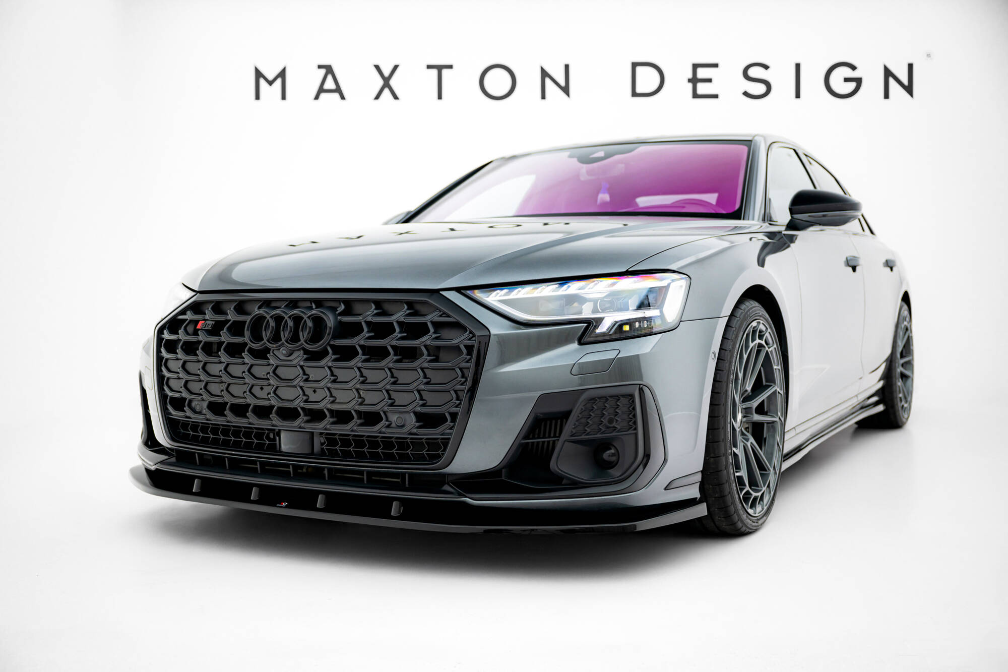 Voorspoiler V.1 Audi S8 / A8 S-Line D5 Facelift Maxton Glanzend zwart