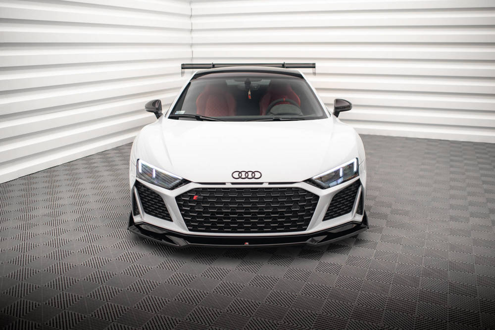 Voorspoiler V.3 met Canards Audi R8 Facelift  2018 - 2021 Maxton Glans Zwart