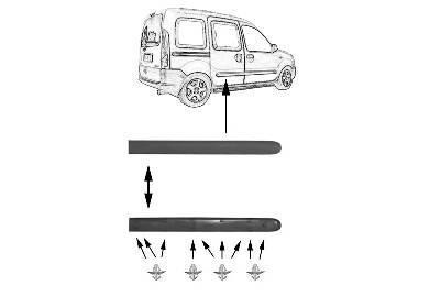 sierlijst, zijdeur, rechts,-08/2001 Renault Kangoo, 1998-2003