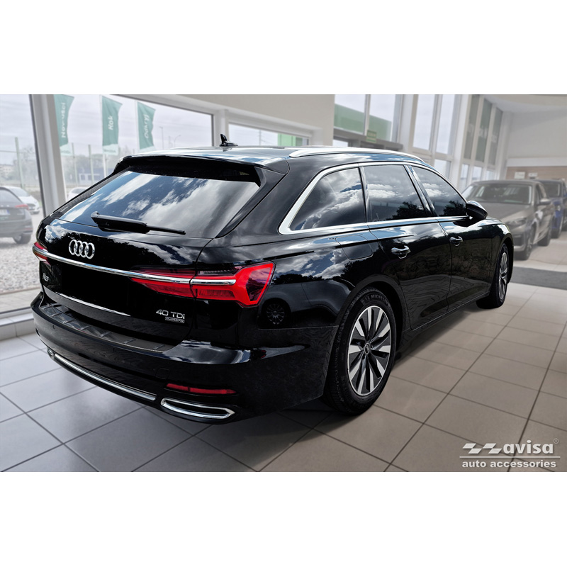 Zwart RVS Achterbumperprotector  Audi A6 (C8) Avant incl. S-Line 2023- 'STRONG EDITION'