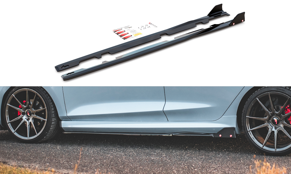 Zijskirts Canards V.2 Ford Fiesta ST/ST-line Maxton Glans Zwart