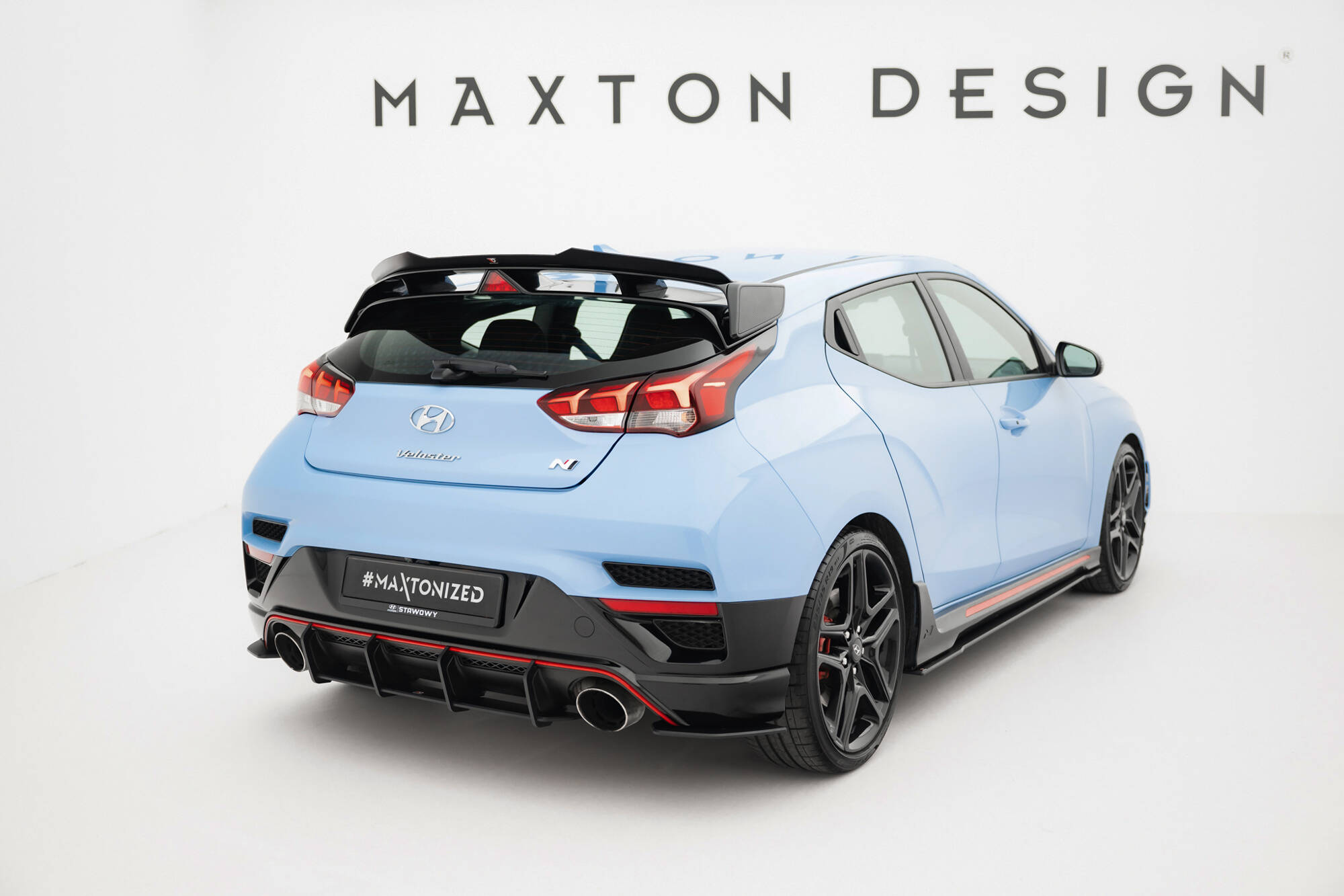 Street Pro Achterzij Spoilers Hyundai Veloster N MK2 Maxton Glanzend zwart