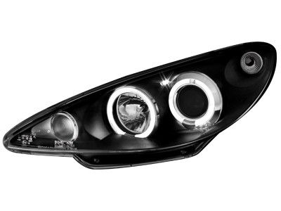Faros Peugeot 206 02-.. / S16 99-.. Angel Eyes negro