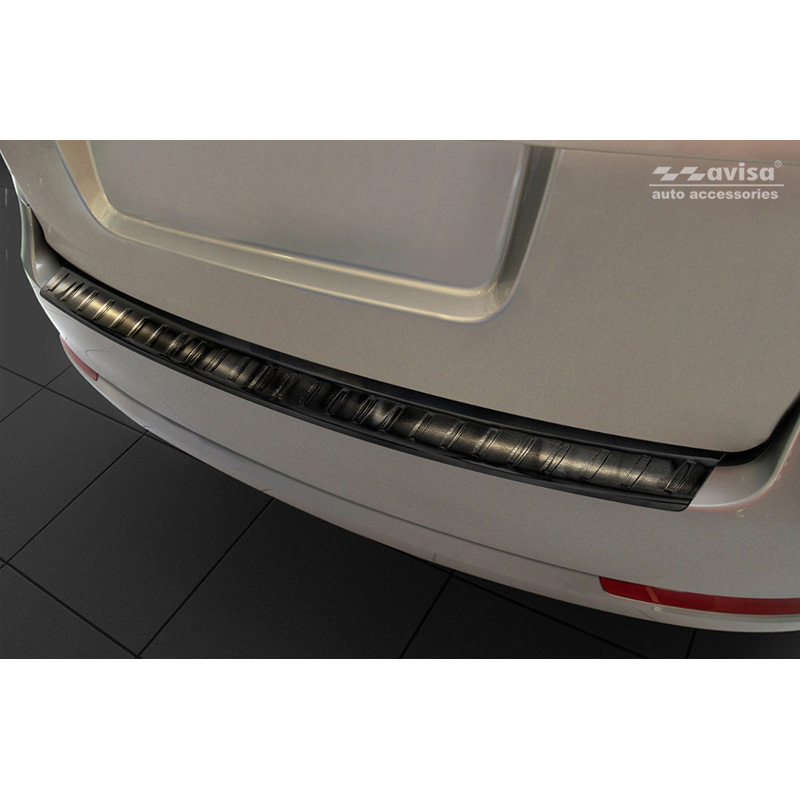 Zwart RVS Achterbumperprotector  Skoda Octavia II Combi 2004-2013 (excl. Scout) 'Ribs'