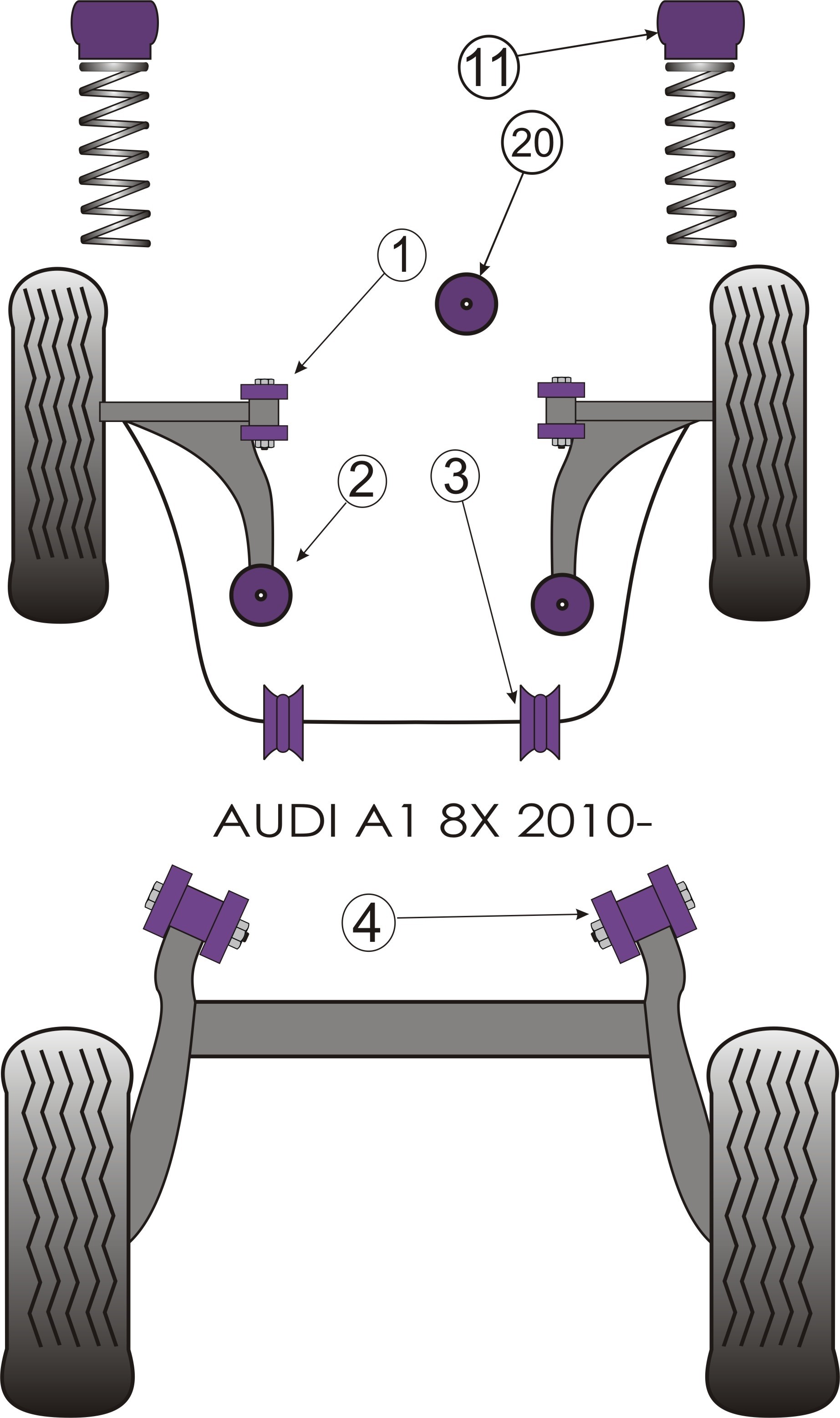 Audi A1 8X  Front Arm Rear Bush - PowerFlex PFF85-1202