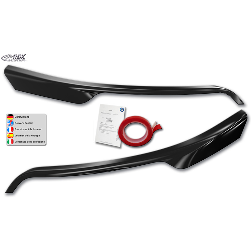RDX Racedesign Koplampspoilers  Ford Transit (zilveren halogeenkoplampen) 2014- (ABS Glanzend Zwart)