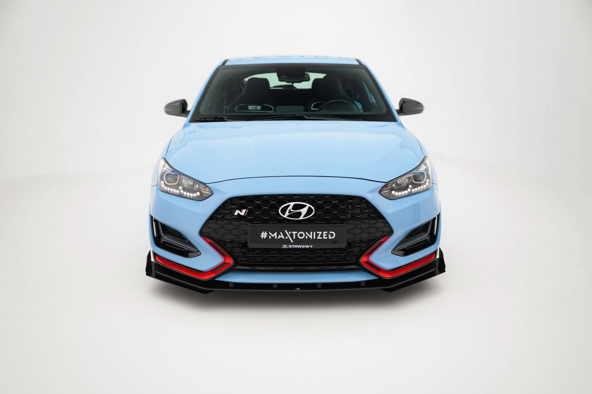 Street Pro Voorspoiler + Flaps Hyundai Veloster N MK2 Maxton Glanzend zwart