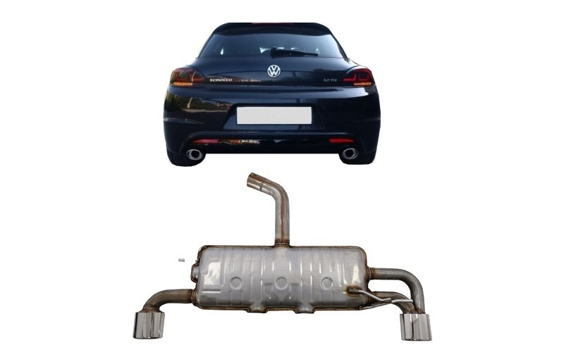 VW Scirrocco 2.0(200pk) 10/08- Volledig RVS einddemper Ø102x80mm